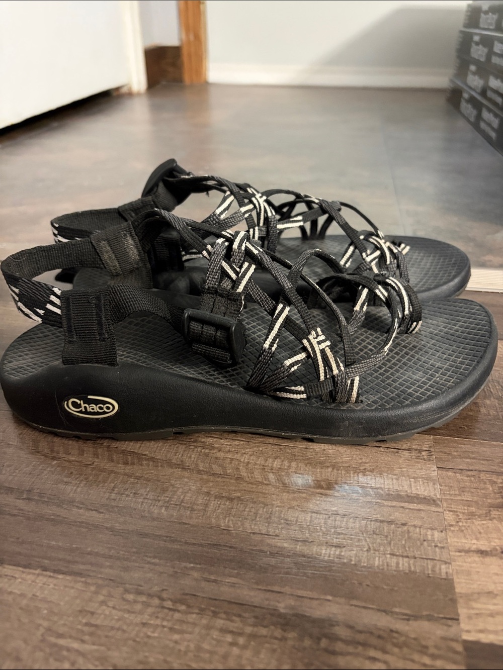 Chaco Women's Black Sandals with White Accent Straps